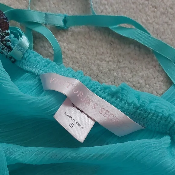 Victoria's Secret Turquoise and Brown vintage lingerie Chemise Set - Picture 4 of 4